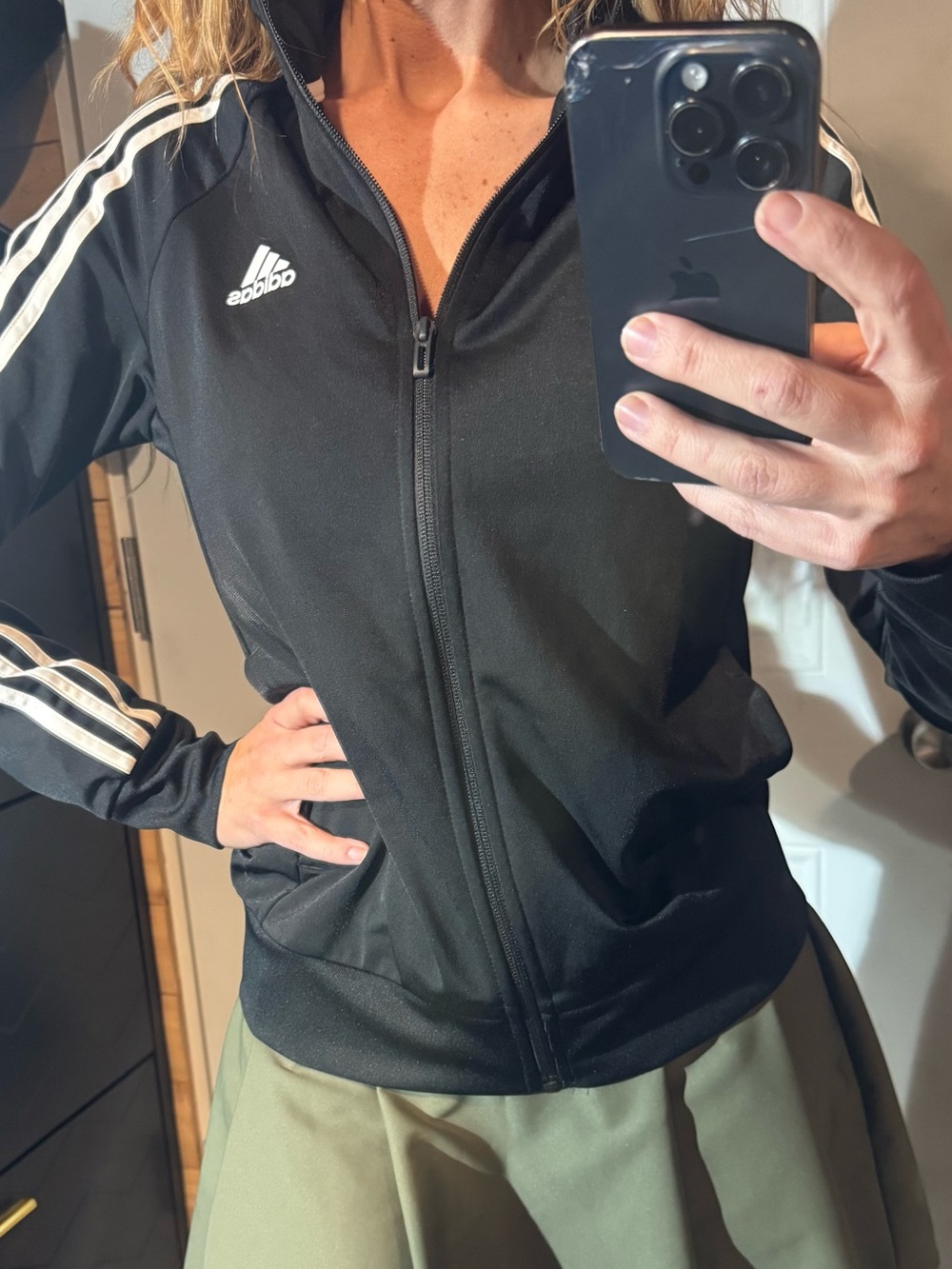 adidas Black Jacket with White Trim